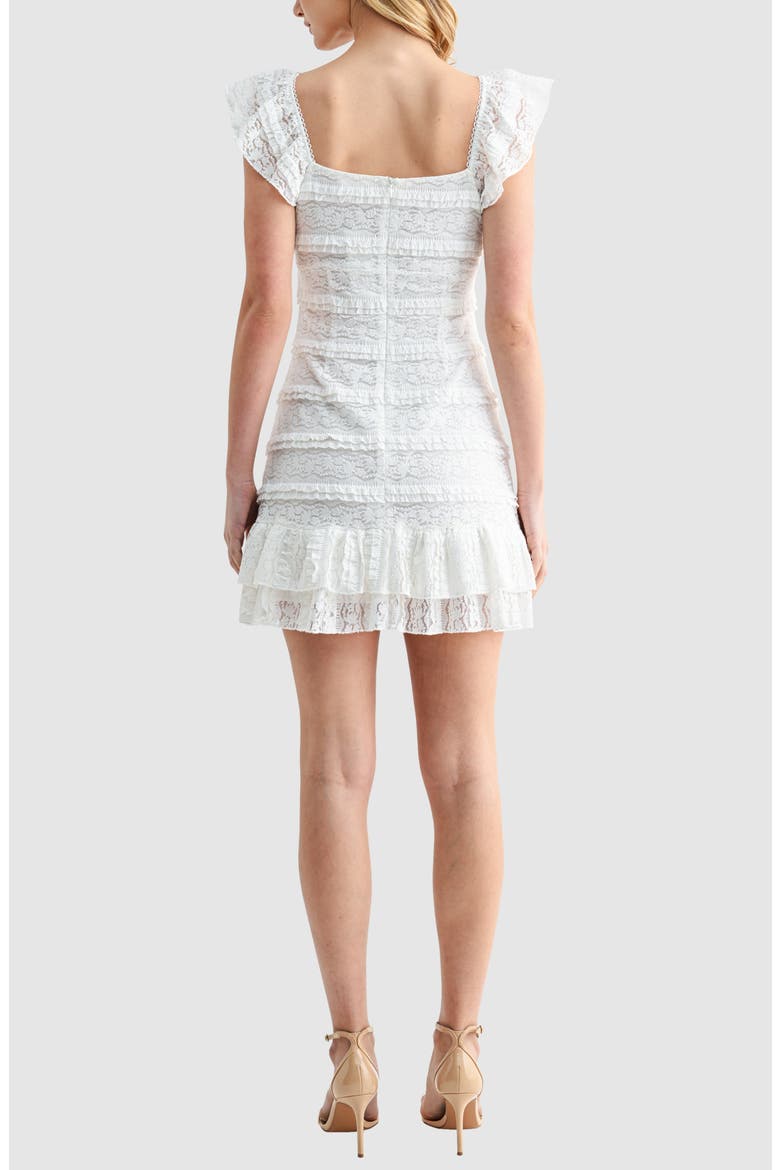 Lace & Ruffle Minidress, Alternate, color, OFF WHITE