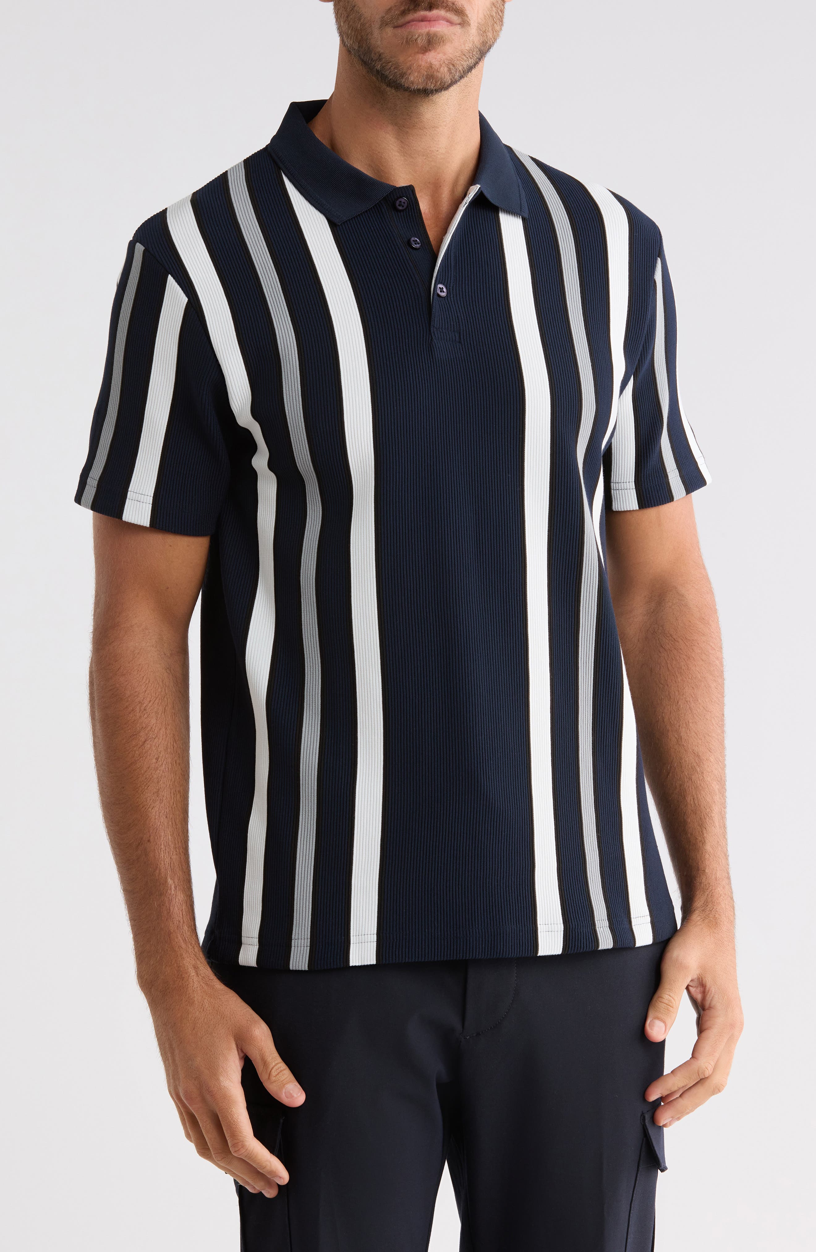 Stripe Ribbed Polo
