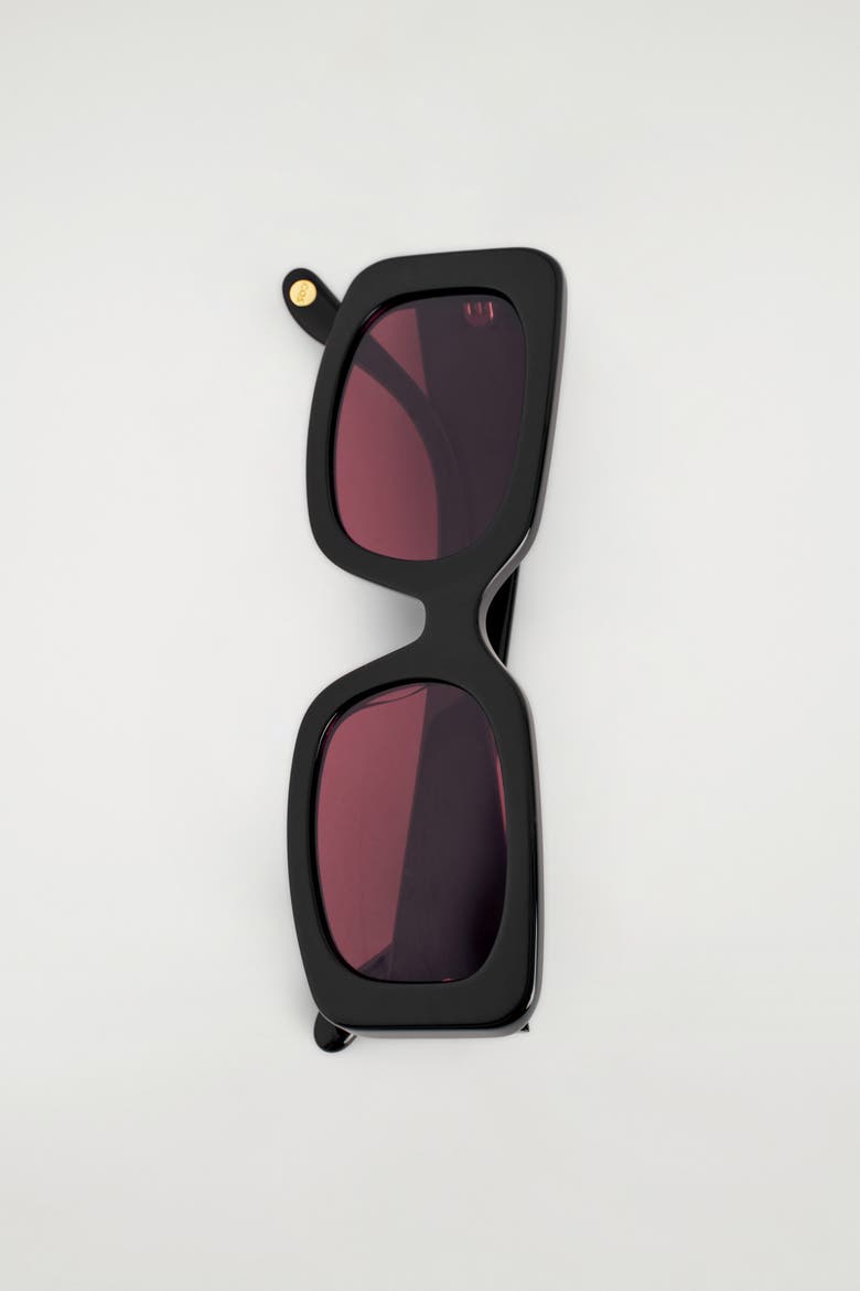 Rectangular Sunglasses, Alternate, color, BLACK