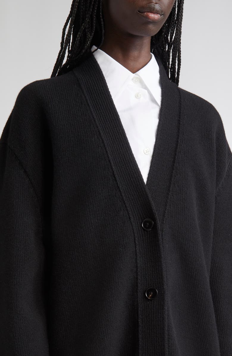 Jil Sander Classic Virgin Wool Blend Cardigan, Alternate, color, Black