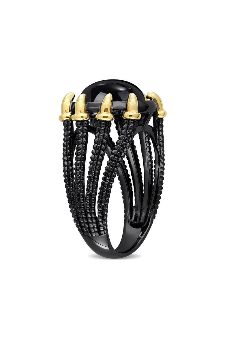Black Agate Rope Ring, Alternate, color, BLACK