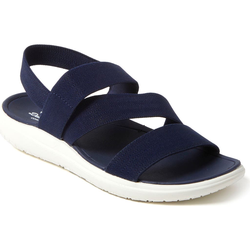 Shop Dearfoams Emilia Elastic Gore Strappy Sandal In Navy