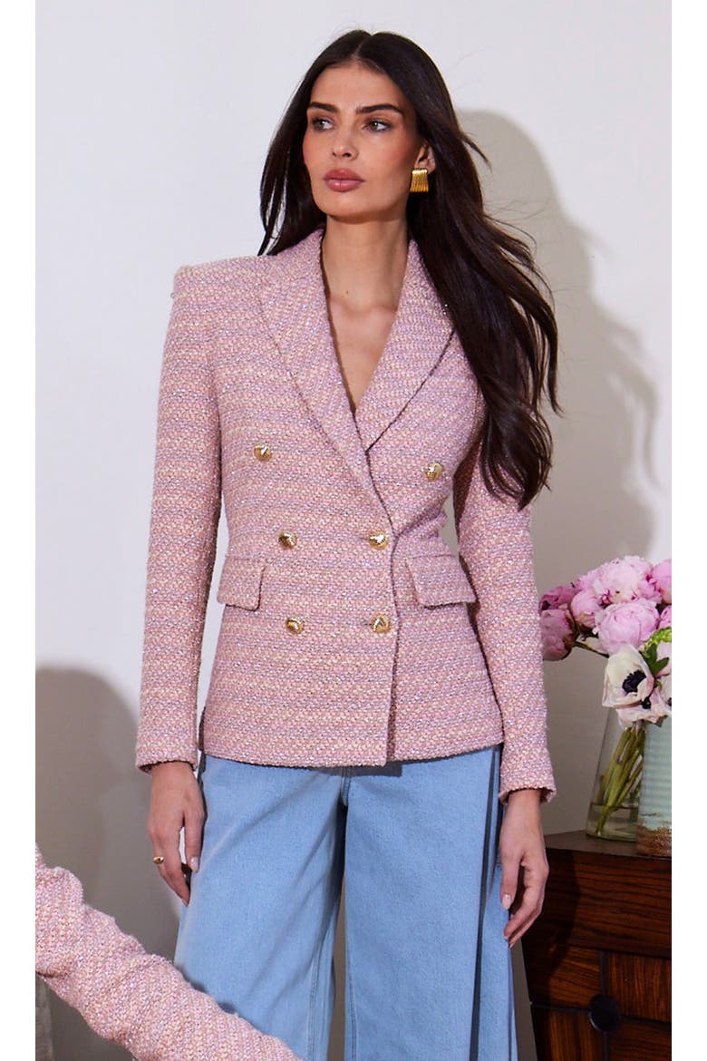 Arielle Tweed Blazer, Alternate, color, pink