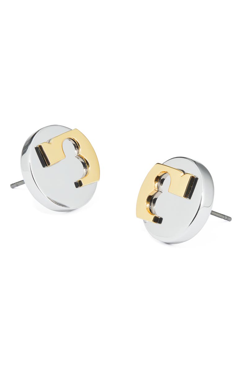 Tory Burch Essential Stud Earrings, Alternate, color, Tory Gold / Tory Silver