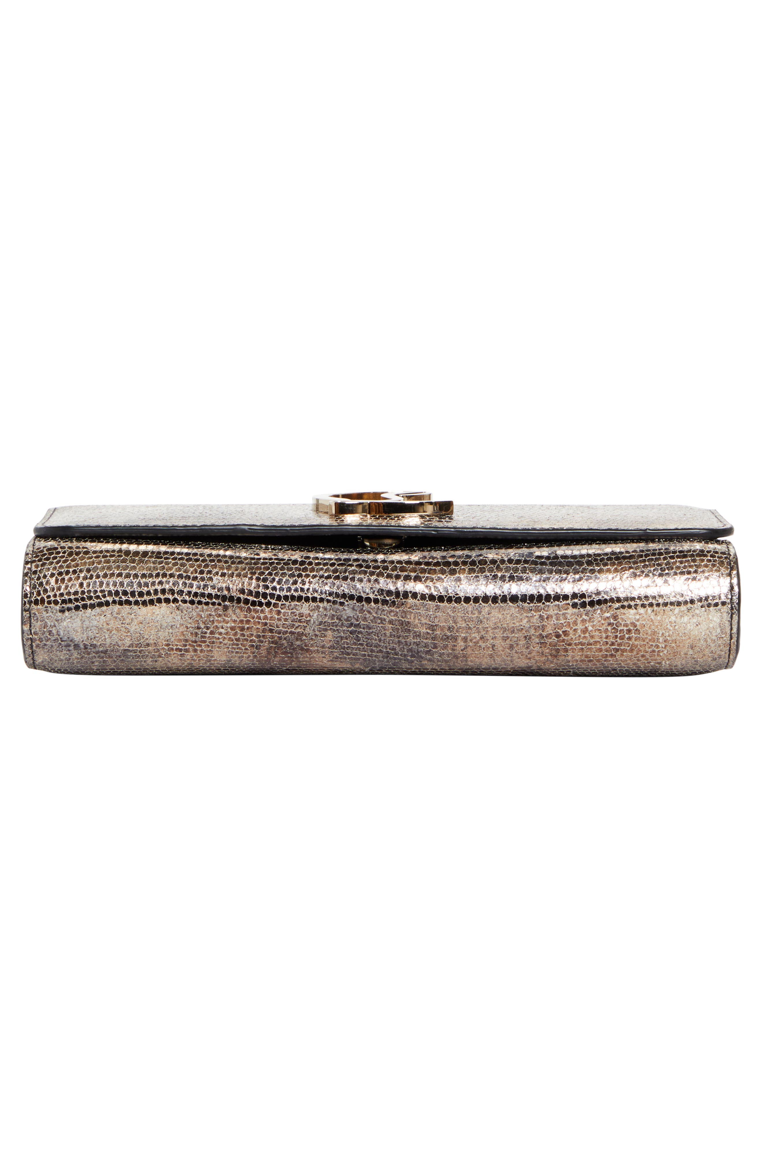 Loubi54 Sirene Snakeskin Embossed Metallic Leather Wallet on Chain, Alternate, color, METAL/ GOLD