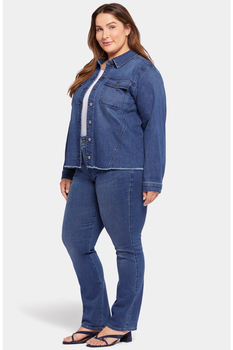 Fray Hem Denim Trucker Jacket, Alternate, color, RENDEZVOUS