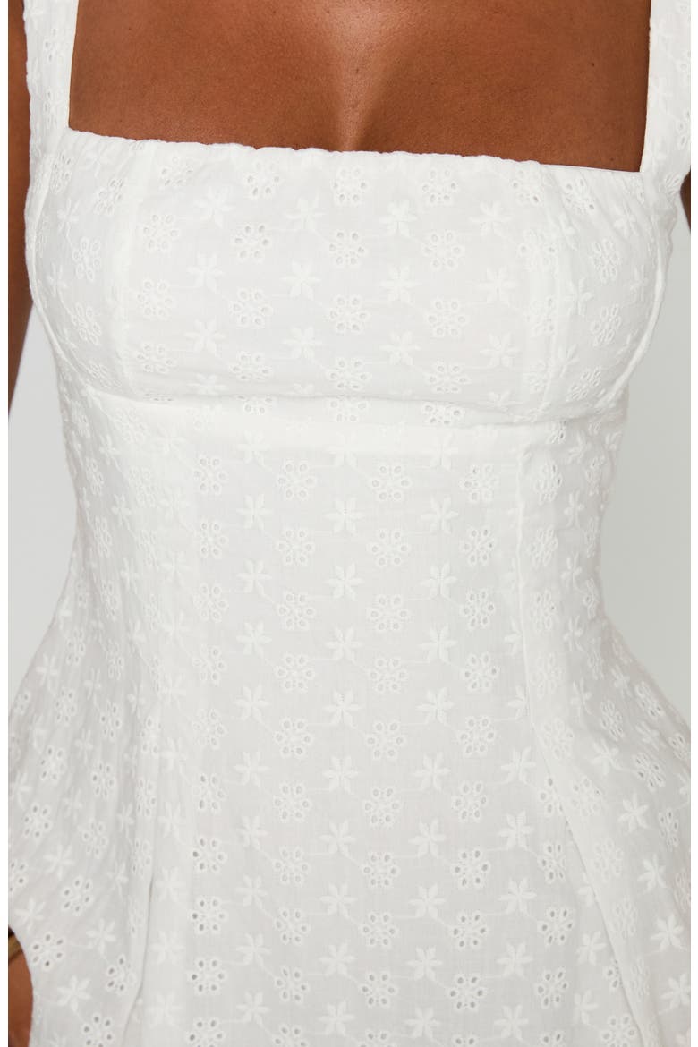 Xanthus Eyelet Tie Back Cotton Minidress, Alternate, color, WHITE