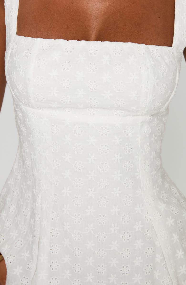 Princess Polly Xanthus Eyelet Tie Back Cotton Minidress, Alternate, color, White