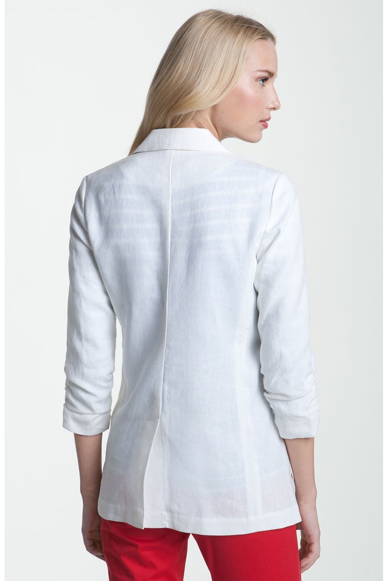 Ruched Sleeve Boyfriend Jacket, Alternate, color, WHITE