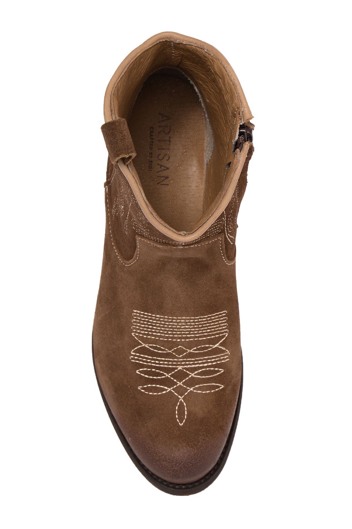 Artisan Crafted By Zigi Mireya Western Ankle Bootie, Alternate, color, Brwn Suede