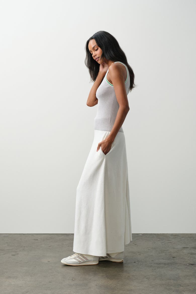 Justine Cotton Cashmere Maxi Skirt, Alternate, color, ECRU