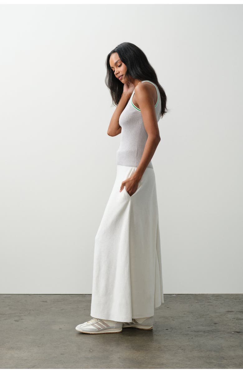 NAKED CASHMERE Justine Cotton Cashmere Maxi Skirt, Alternate, color, Ecru