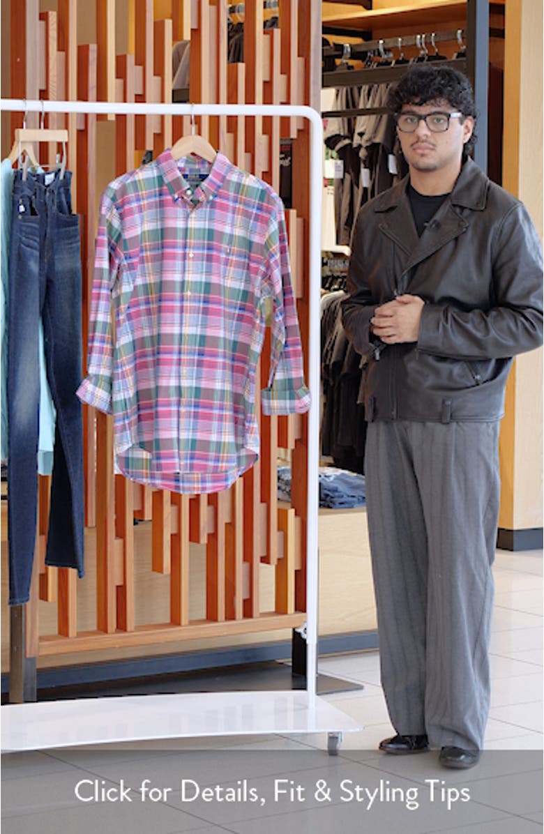 Classic Fit Plaid Cotton Button-Down Oxford Shirt, sales video thumbnail