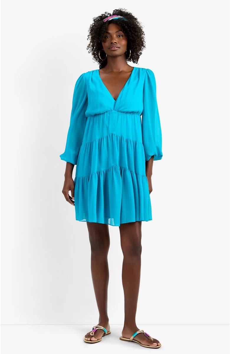 Trina Turk Make Merry Georgette Dress, Alternate, color, Coastal Cyan