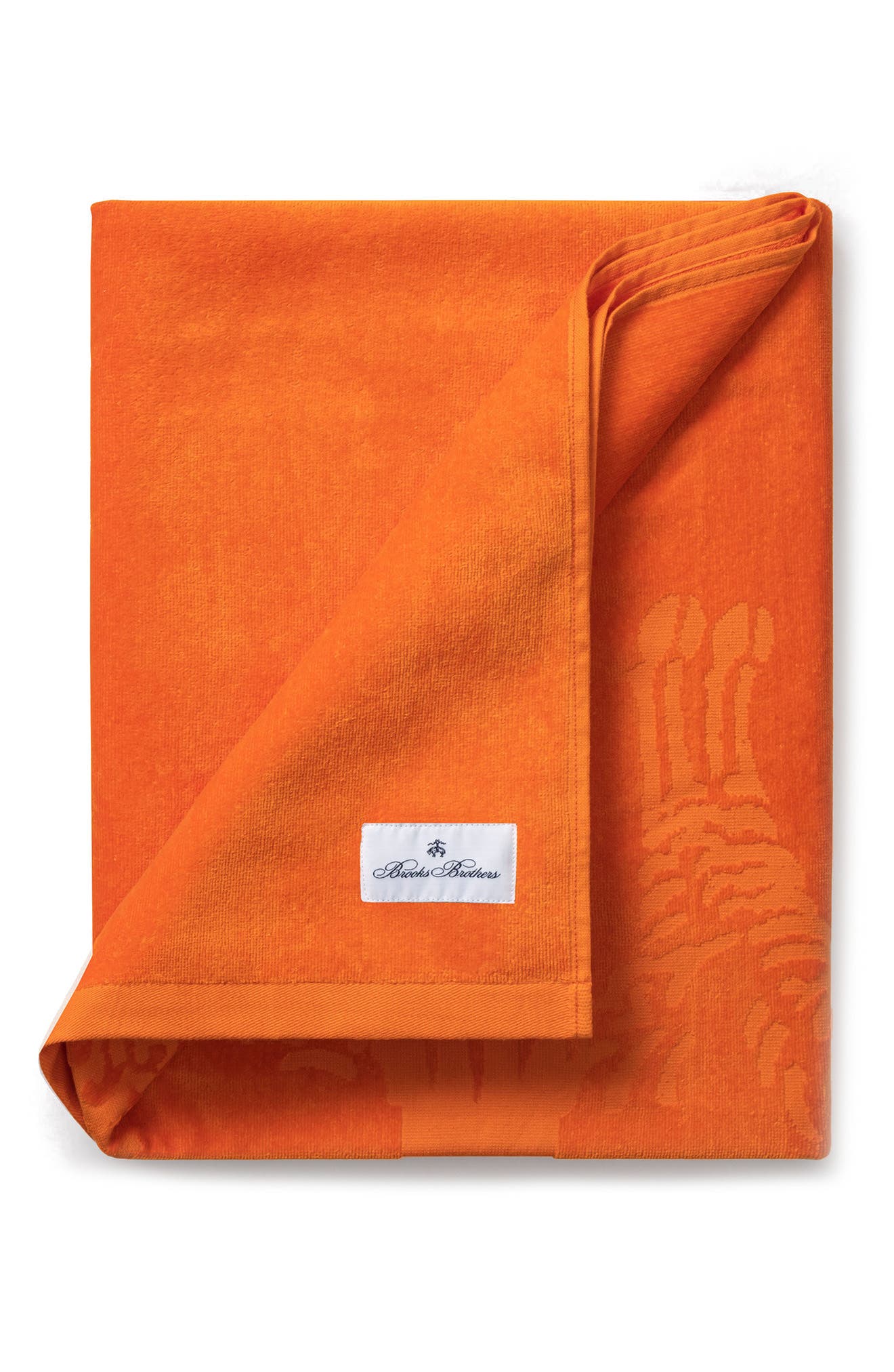 Brooks Brothers Jacquard Logo Cotton Beach Towel