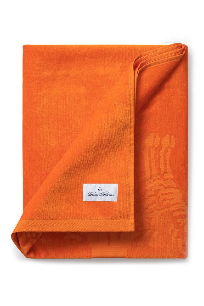 Jacquard Logo Cotton Beach Towel, Main, color, ORANGE