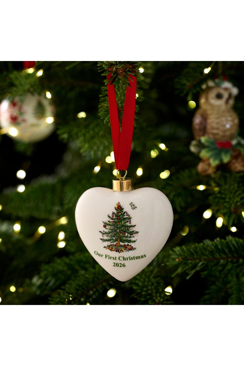 Christmas Tree Puffed Heart Our First Christmas  2026 Ornament, Alternate, color, Multi