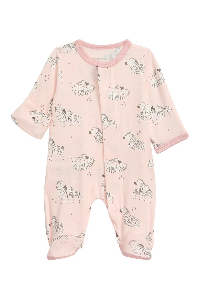Little Ones Zebra Footie, Main, color, PINK