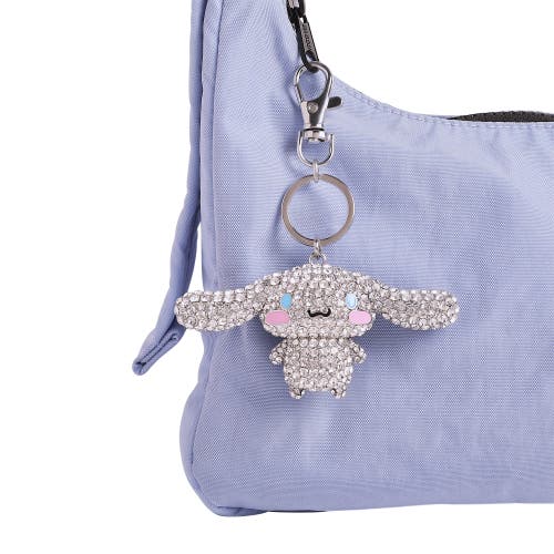 Hello Kitty Cinnamoroll Crystal-embellished Keychain Travel Bag Charm In Silver