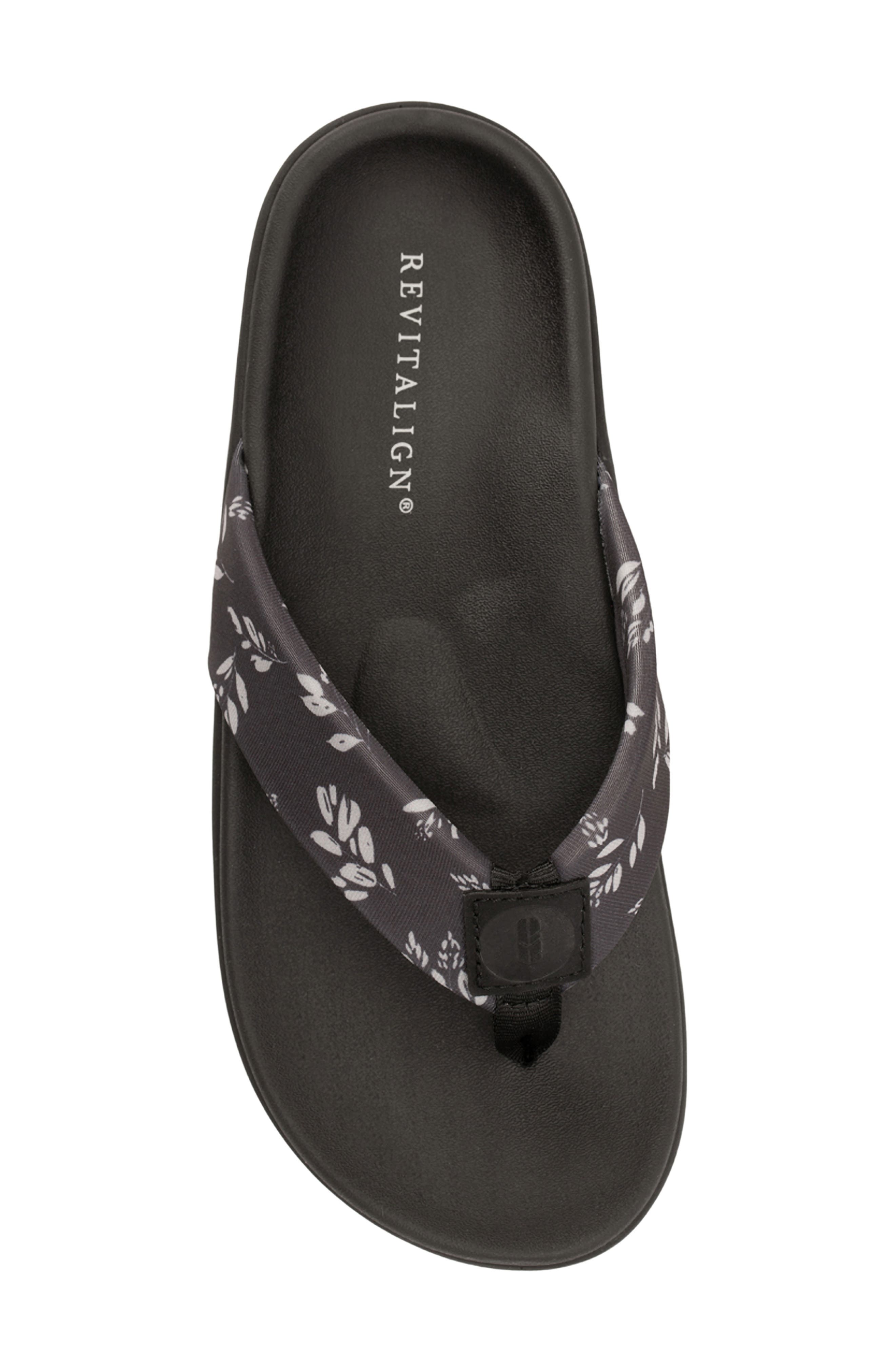 Dahlia Botanical Orthotic Flip Flop, Alternate, color, BLACK