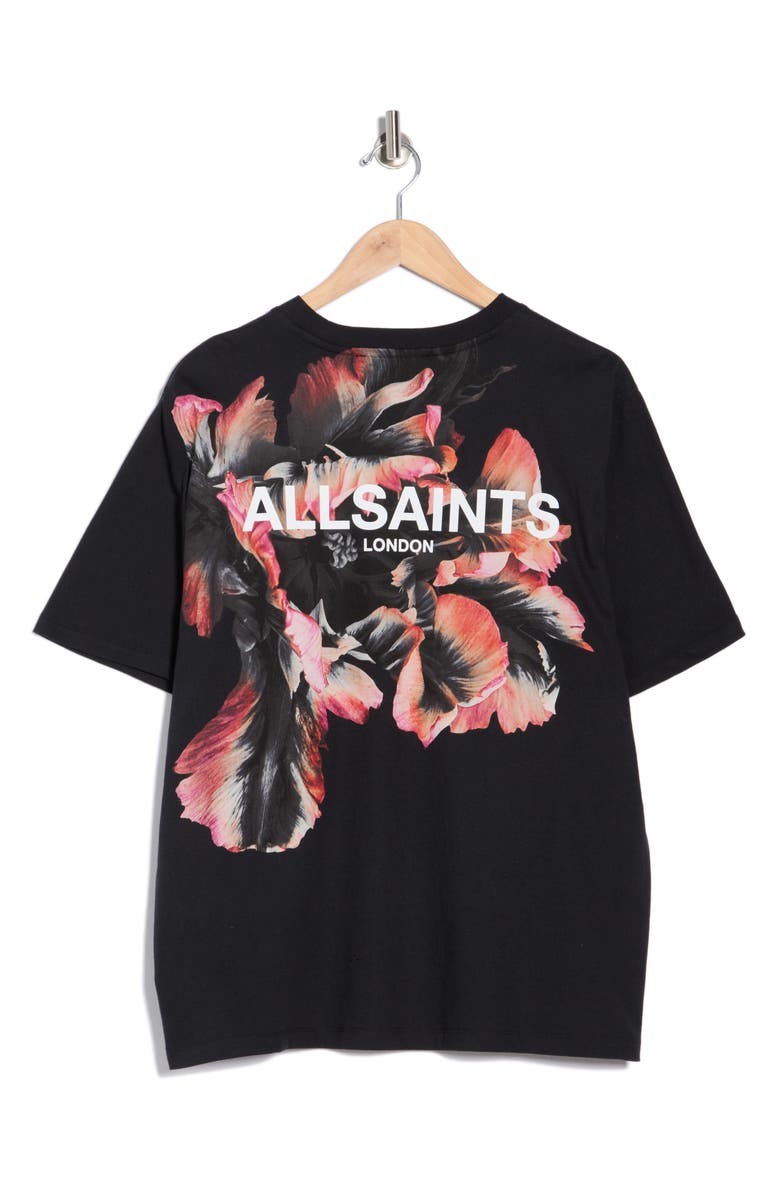 AllSaints Fleurir Lila Boyfriend T-Shirt, Alternate, color, Black