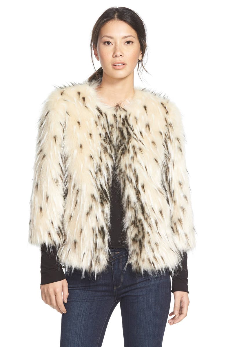 Kristen Blake Spotted Faux Fur Jacket, Main, color,