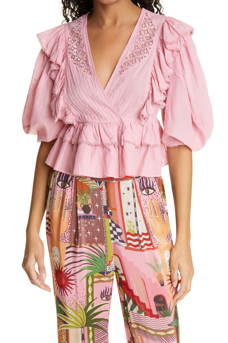 Ruffle Wrap Top, Main, color, PINK