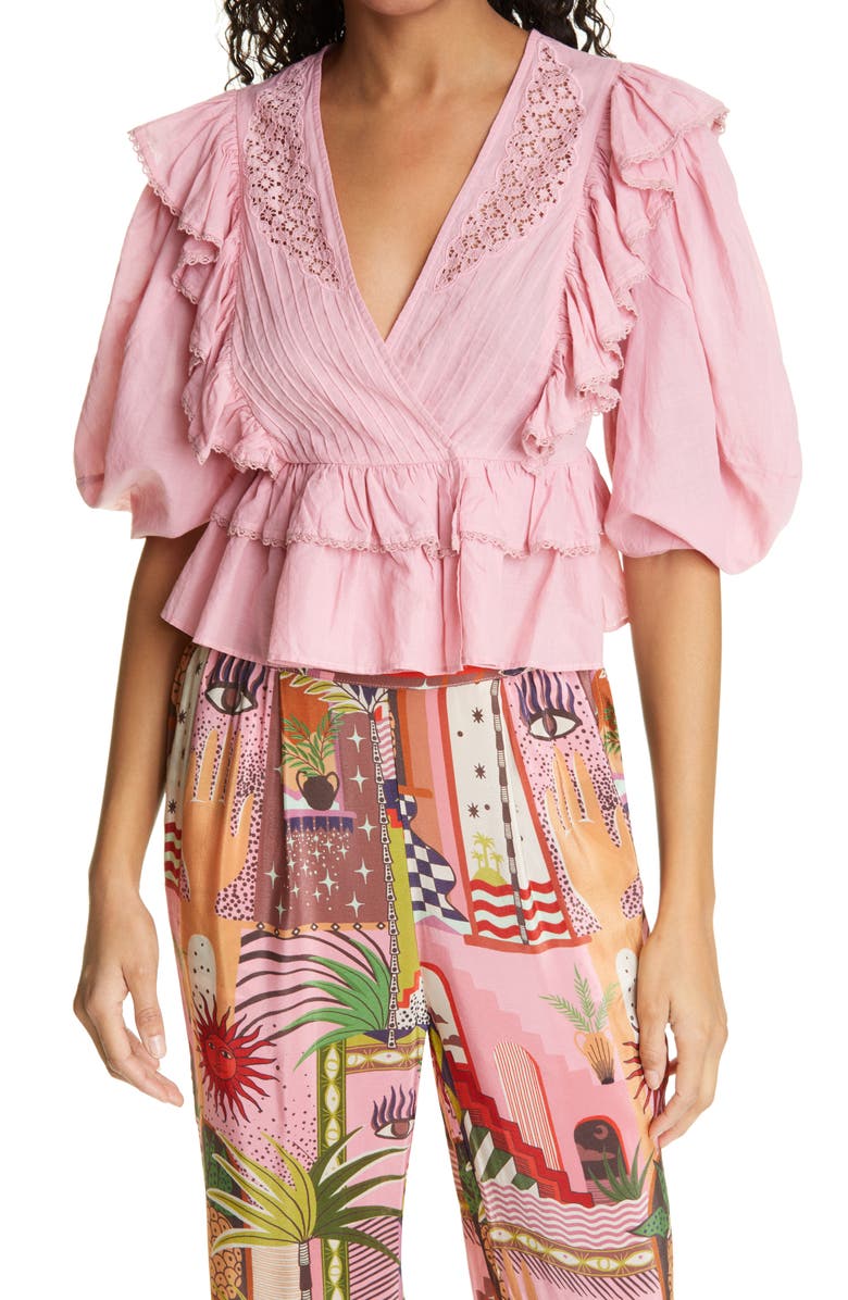 FARM Rio Ruffle Wrap Top, Main, color, 