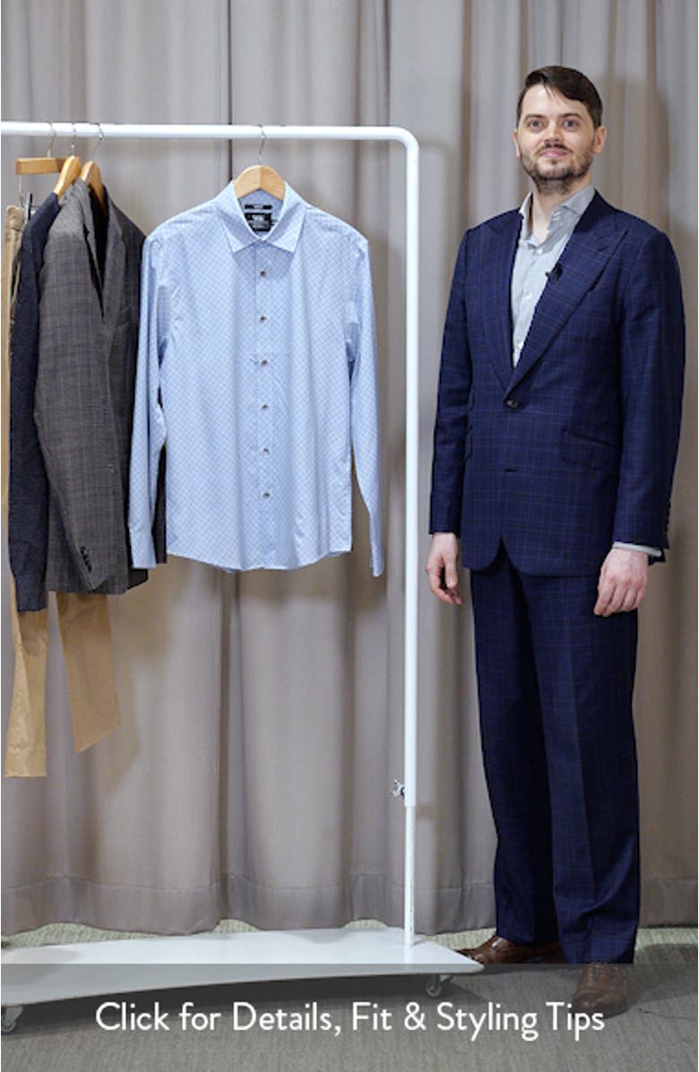 Slim Fit Geometric Print Performance Button-Up Shirt, sales video thumbnail