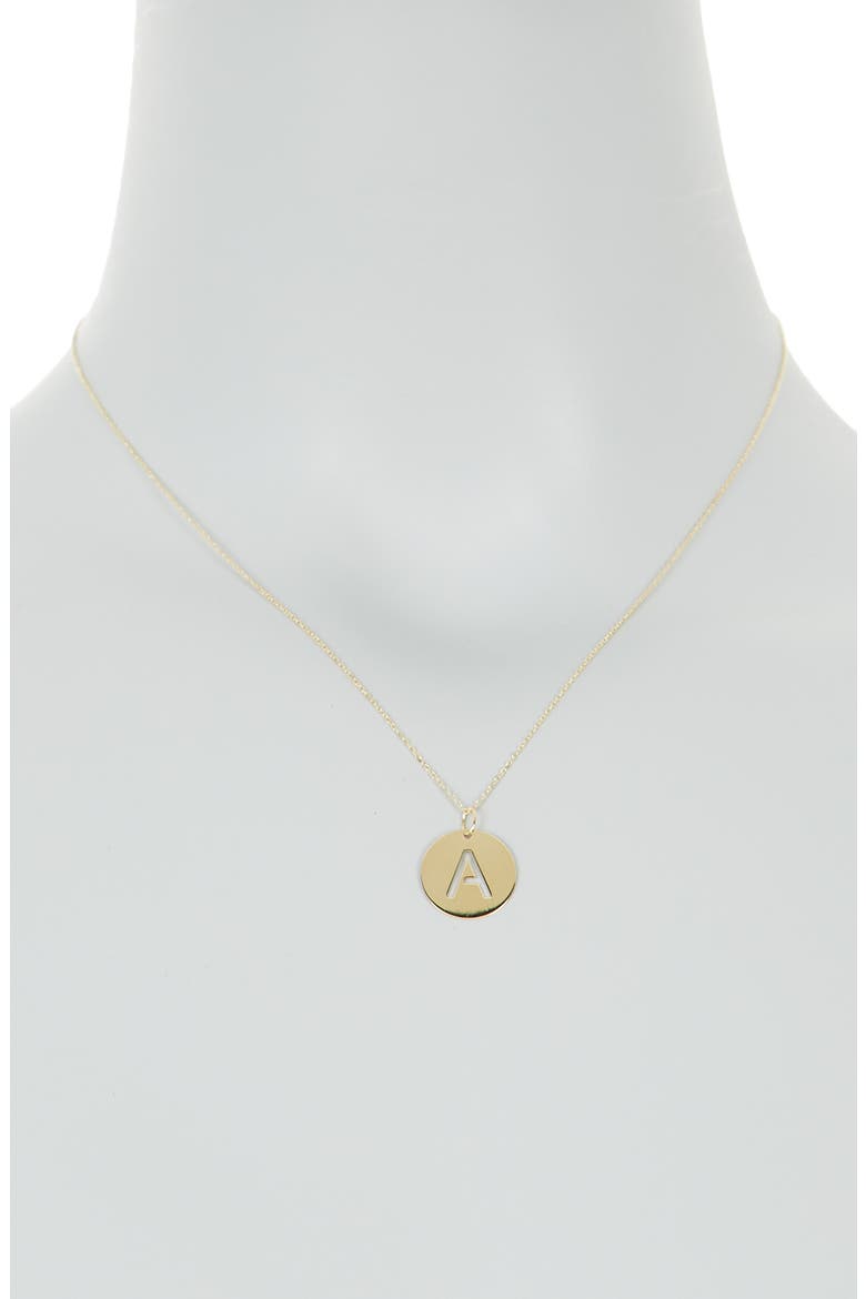 14K Yellow Gold Gold Disc Initial Pendant Necklace, Alternate, color, GOLD- A