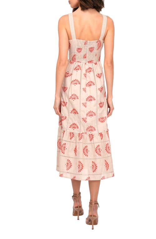 Adelyn Rae Merinda Eyelet Embroidered Dress In Sand/red