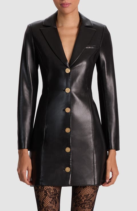 Michelle Long Sleeve Faux Leather Mini Blazer Dress