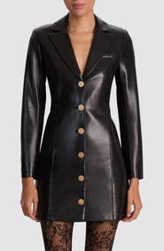 Alice + Olivia Michelle Long Sleeve Faux Leather Mini Blazer Dress