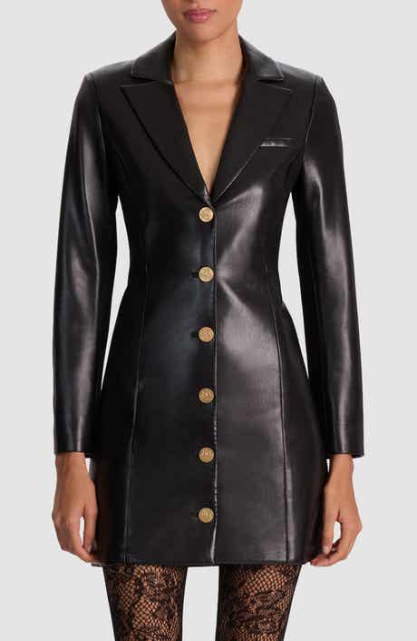 Alice + Olivia Michelle Long Sleeve Faux Leather Mini Blazer Dress