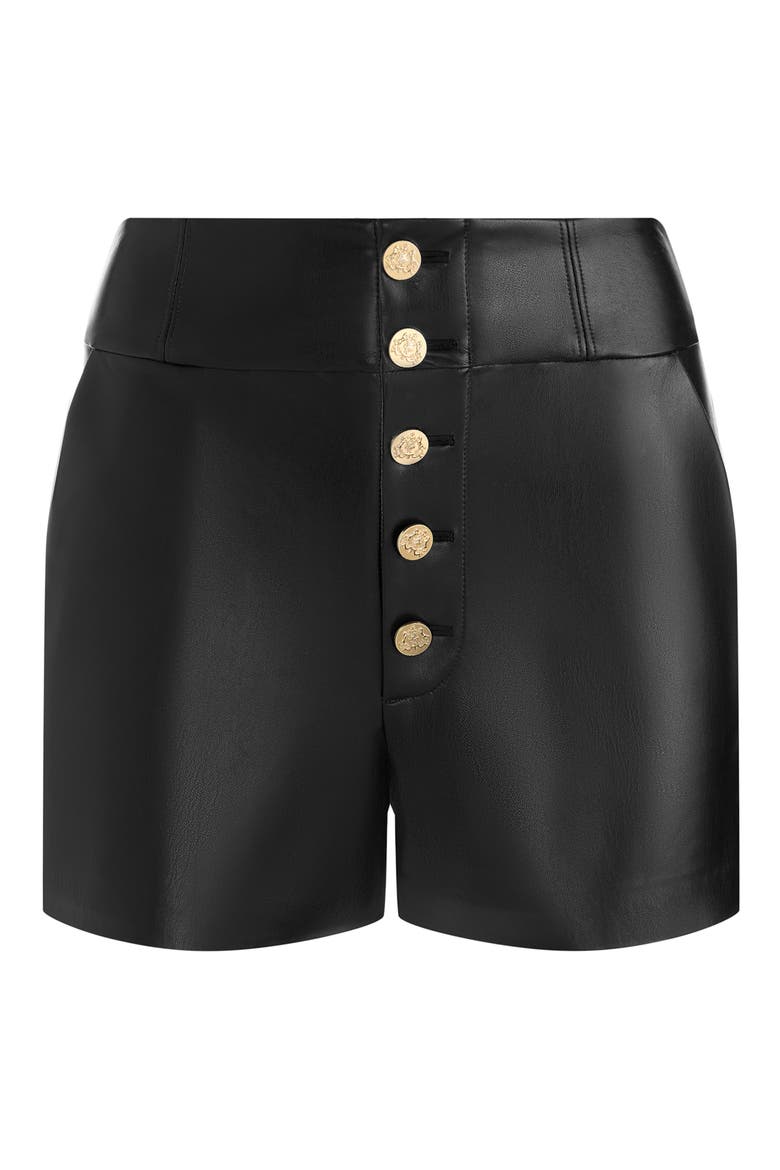Baylor Faux Leather Shorts, Alternate, color, BLACK