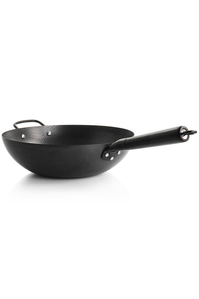 Hamme 13 Inch Heavy Gauge Carbon Steel Wok, Alternate, color, Black
