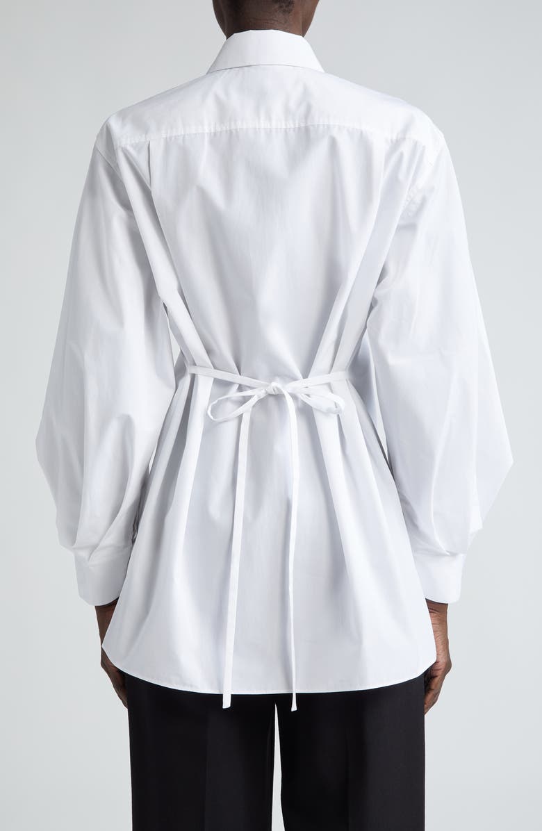 Lafayette 148 New York Oversize Tie Back Cotton Poplin Button-Up Shirt, Alternate, color, 