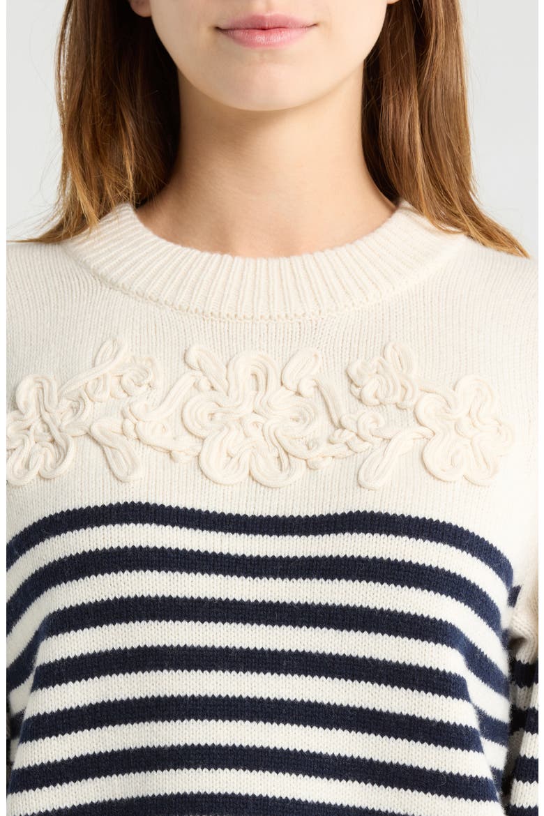 Martha Placed Stripe Floral Appliqué Sweater, Alternate, color, IVORY NAVY FLORAL STRIPE