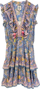 ALICIA BELL Rainey Ruffle Cotton & Silk Cover-Up Minidress