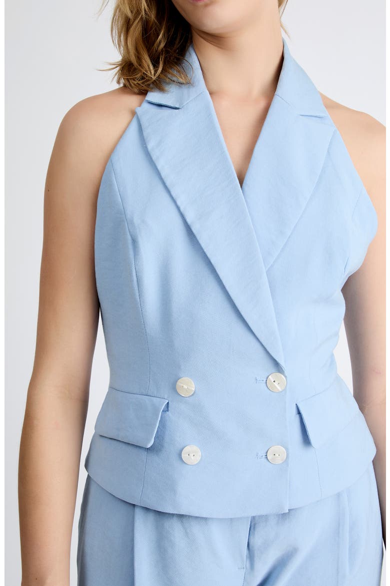 Mia Tailored Double Breasted Top, Alternate, color, BABY BLUE