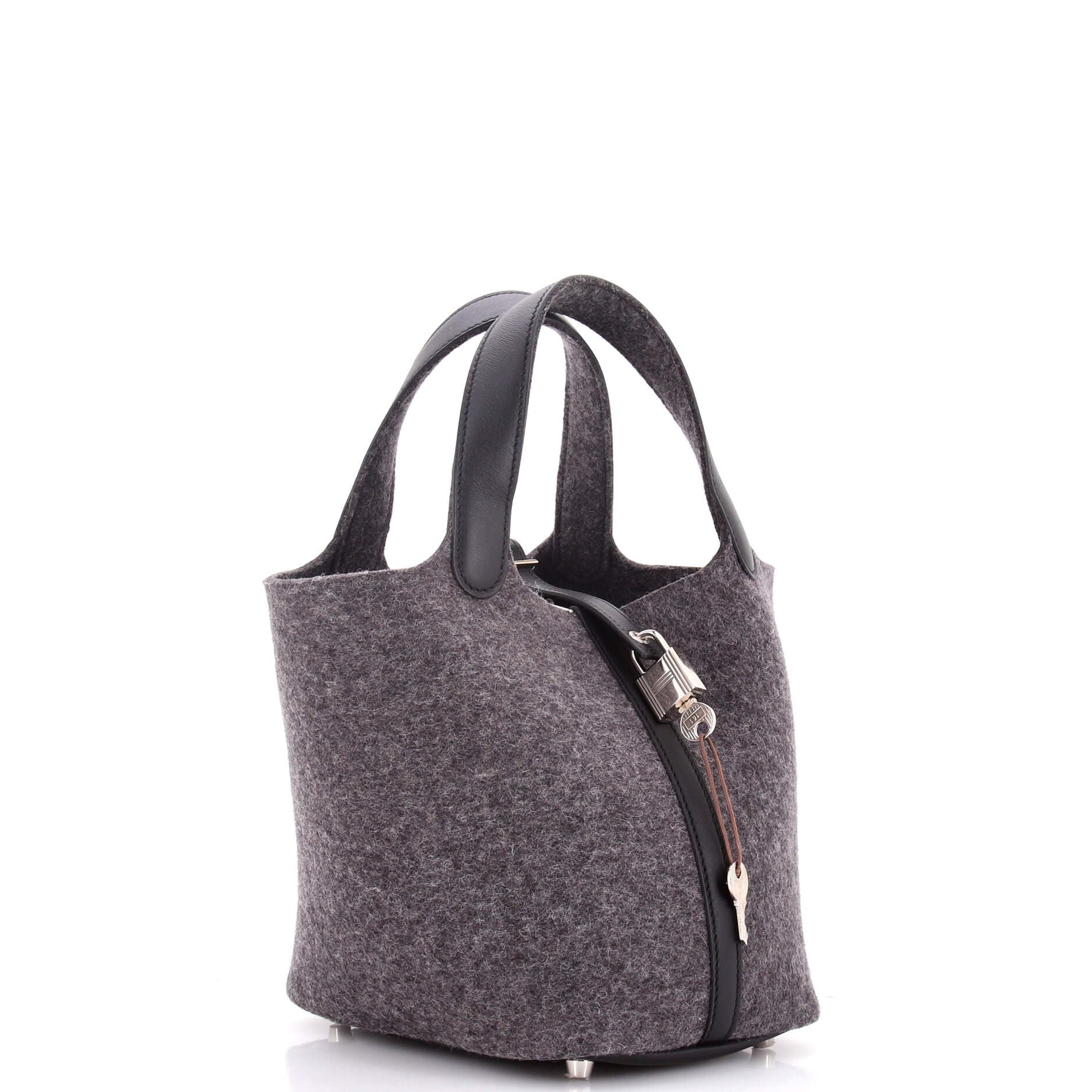 Pre-Owned Hermes Picotin Lock Bag Felt with Leather PM, Alternate, color, Gris Moyen