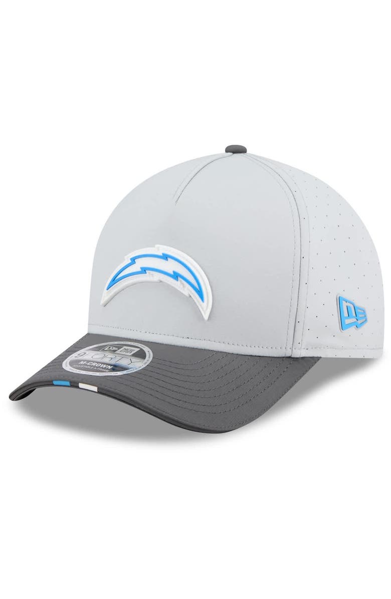 New Era Men's New Era Gray/Graphite Los Angeles Chargers 2025 NFL Training Camp A-Frame 9FORTY Adjustable Hat, Main, color,