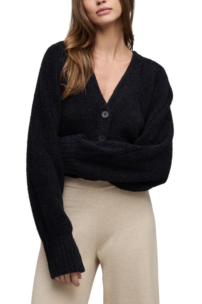 CozyChic® Lite® Crop Cardigan, Main, color, BLACK