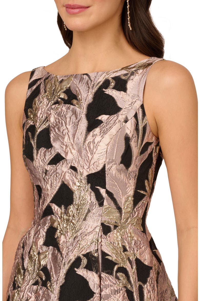 metallic floral jacquard fit & flare dress Metallic Floral Jacquard Fit & Flare Dress (Women)