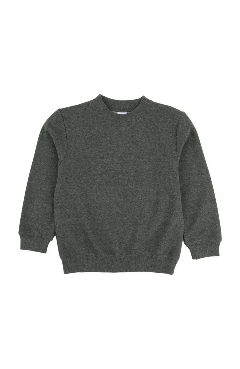 Leveret Kids Pullover Sweatshirt, Long Sleeve, Solid Colors, Alternate, color, Dark Gray