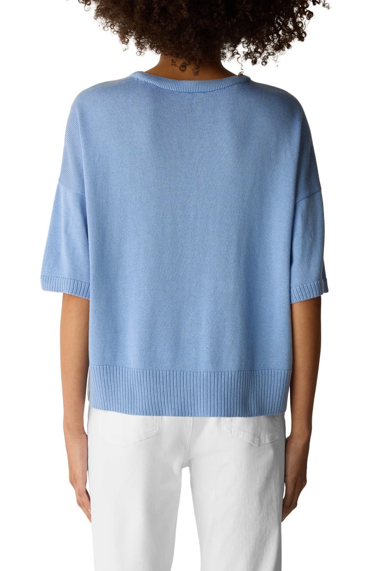 Elbow Sleeve Organic Cotton Blend Crewneck Sweater, Alternate, color, SKYLIGHT
