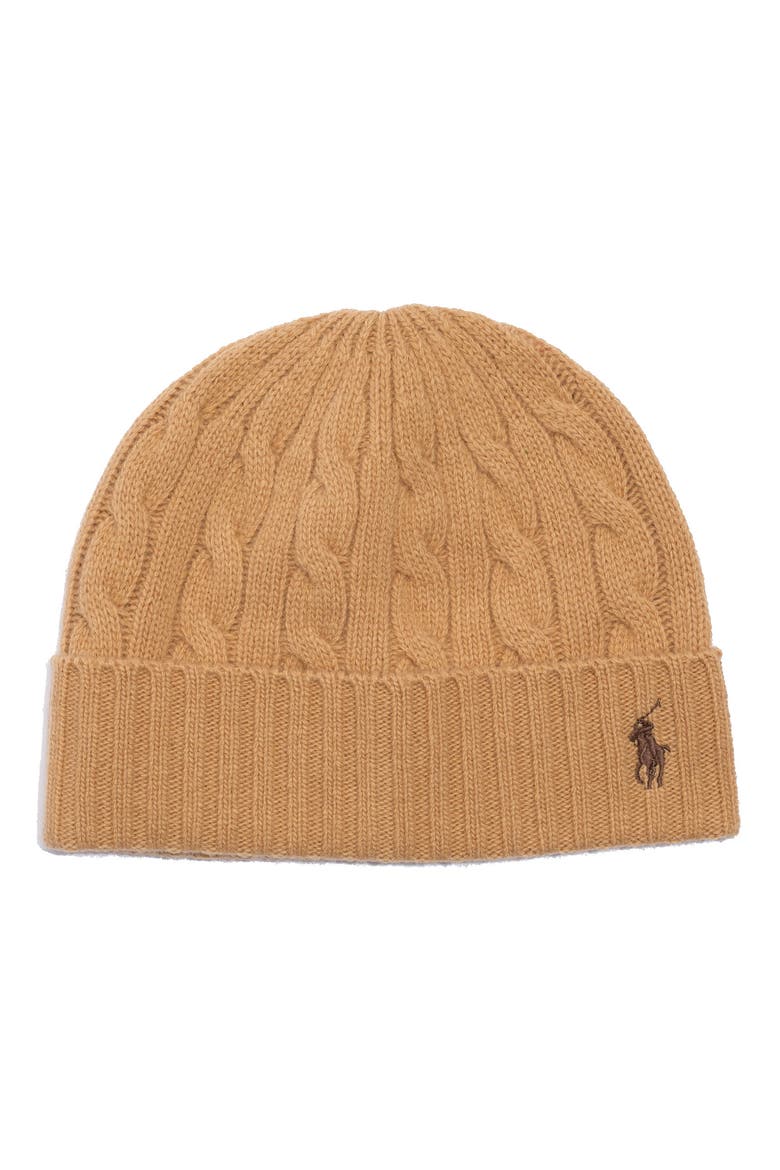 Classic Cable Beanie Polo Ralph Lauren, Main, color, CLASSIC CAMEL