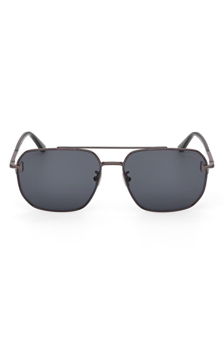TOM FORD 61mm Navigator Sunglasses, Main, color, Gunmental Black / Smoke