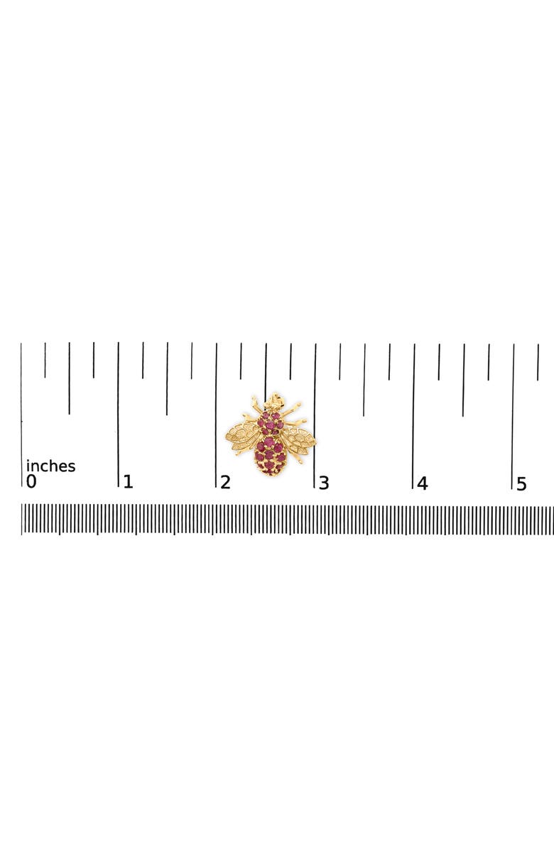 Haus of Brilliance 14K Yellow Gold Red Ruby Bee Brooch Pin, Alternate, color, Yellow