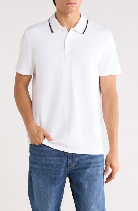 Tipped Collar Cotton Blend Polo